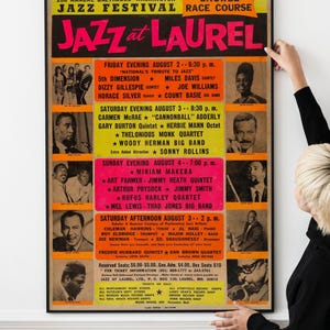 Jazz at Laurel Poster – Classic 1960s Jazz Poster – Vintage Bebop Blues RnB Festival Print, Retro Concert Artwork