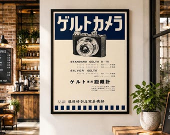 Vintage Japanese Camera Poster – Retro Photography Wall Art