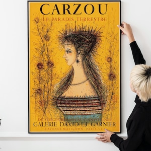 50s French Art Exhibition Poster, Retro Paris Gallery Art, Le Paradis Terrestre, French Art, Retro Paris Poster, Parisian Art, Exhibition