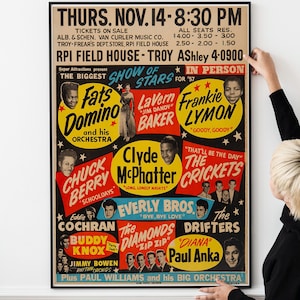 Four Classic Retro 1950s Rock ‘N’ Roll Festival Vintage Concert Poster PRINTABLE DOWNLOAD