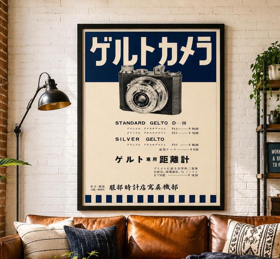 Vintage Japanese Camera Poster – Retro Photography Wall Art