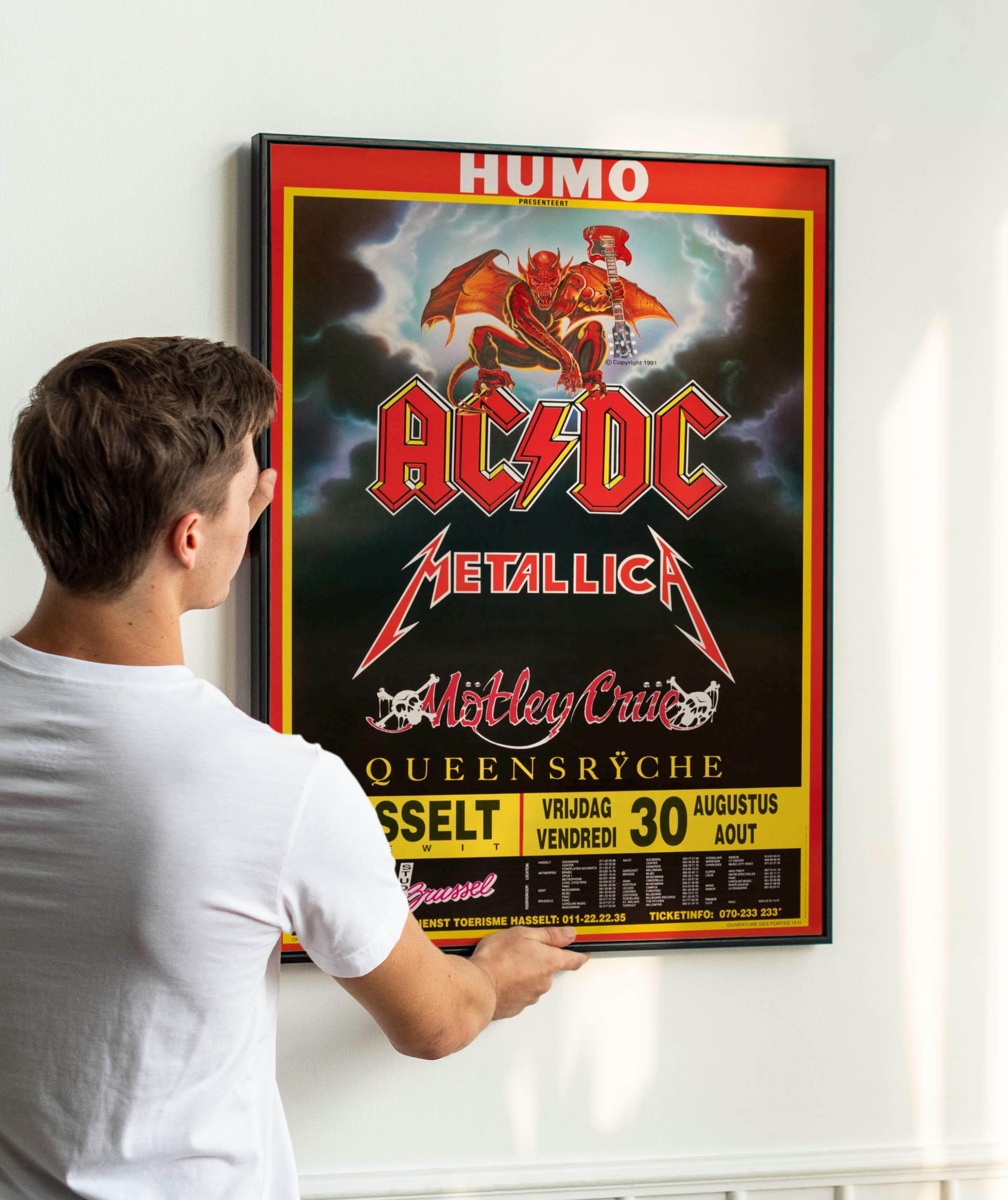 1991 Vintage Heavy Metal Tour Poster – Retro European Rock Concert