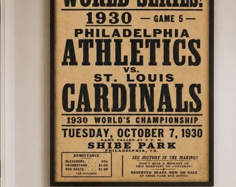 1930 World Series Game 5 Poster – Vintage Baseball Championship Print PRINTABLE DOWNLOAD