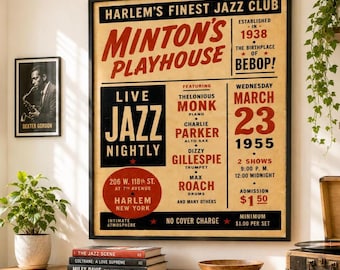 Minton’s Playhouse Harlem 1955 Poster – Vintage Bebop Jazz Club Print PRINTABLE DOWNLOAD