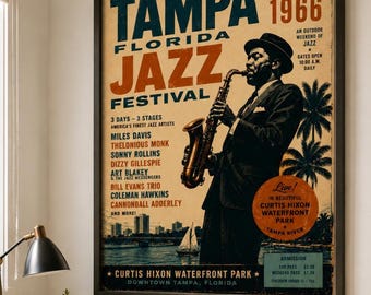 1966 Tampa Jazz Festival Poster Retro Music Event Artwork PRINTABLE DOWNLOAD
