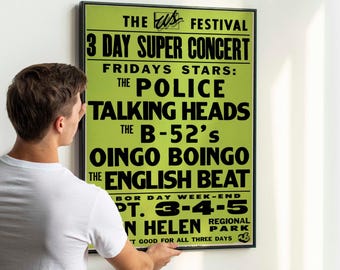 Juego de 2 pósteres vintage de festivales de rock de 1982 – Concierto New Wave de los 80 (DESCARGA IMPRIMIBLE)