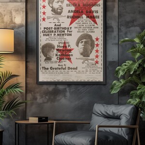 Civil Rights Movement, Black Panther Party Protest Art – 1971 Civil Rights Poster, Huey Newton, Kathleen Cleaver Bobby Steal