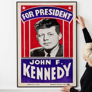 John F. Kennedy 1960 Presidential Campaign Poster – Vintage Political History Print
