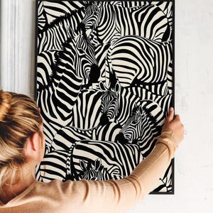 Zebra in Black and White Unique Original Modern Art Print Bauhaus PRINTABLE DOWNLOAD