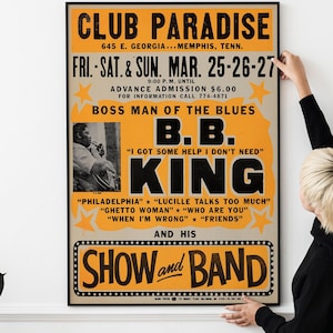 Vintage Blues Concert Poster – 1977 Memphis Music Art, Retro Soul Poster, Classic Blues Legend Print, Live Music Memorabilia