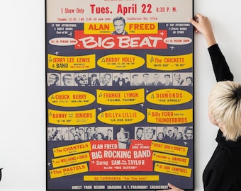 1950年代のクラシックなロックンロールコンサートポスター4枚（印刷