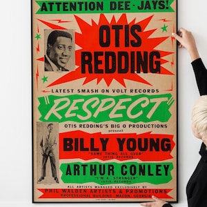 Vintage Classic Otis Redding Blues Concert Poster – 60s Vintage Soul Music Poster, Blues Art, Retro Jazz & Blues Memorabilia