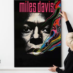 Póster del concierto de Miles Davis de jazz de los años 70, 24 x 36, enmarcado
