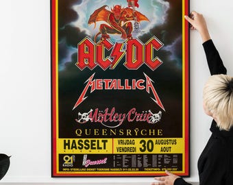 1991 Vintage Heavy Metal Tour Poster – Retro European Rock Concert