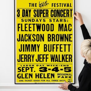 Póster vintage de festivales de EE. UU.: recuerdos musicales retro de los años 70 y 80, arte de conciertos de rock clásico, decoración de pared de festivales icónicos