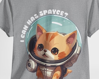 Chibi Space Kitty Tee - Cute Astronaut Cat T-Shirt for Kids & Adults - Kawaii Space Cat Graphic Tee