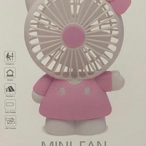 Ventilador HelloKitty, ventilador eléctrico portátil con carga USB