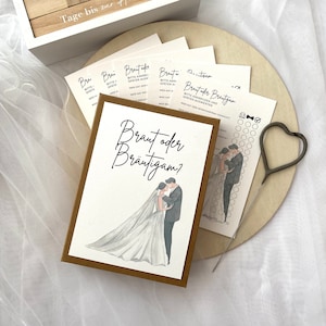 Hochzeitsspiel: Braut oder Bräutigam? | Hochzeitsquiz für Gäste | 50 Karten | Geschenk | Brautpaar | Unterhaltung | Karte | Party | Spiel