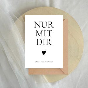 Frage deine Trauzeugin: Karte ‘Nur mit dir, kann ich Ja sagen’ | Elegante Einladung zur Trauzeugin-Frage | Postkarte | Schwarz Weiß