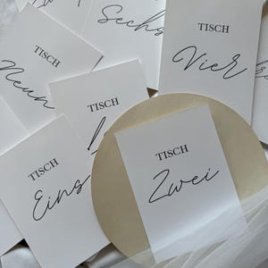 Tischnummern Hochzeit Set 1-20 – 14x18 cm Karten | Minimalistische Tischkarten ausgeschrieben | Tischschilder für Hochzeitsdeko | Papeterie