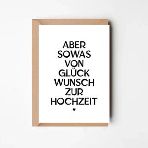 Moderne Hochzeitskarte mit Spruch „Aber sowas von Glückwunsch zur Hochzeit“ – minimalistische Postkarte zur Hochzeit | Briefumschlag