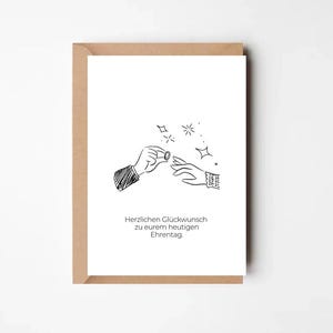 Minimalistische Hochzeitskarte – Glückwunschkarte zur Trauung mit Ring-Motiv – Karte zur Hochzeit modern in Schwarz-Weiß A6 - Grußkarte