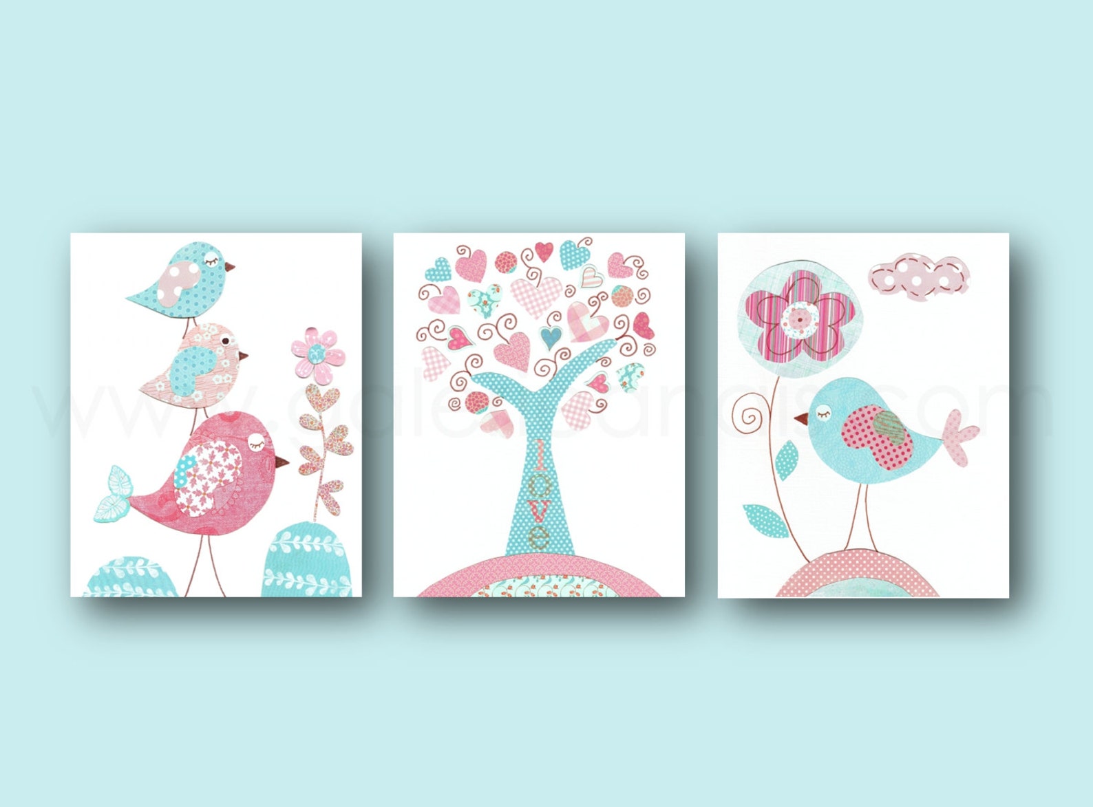 Nursery Wall Art Baby Nursery Kids Art Tree and Birds Nursery Etsy