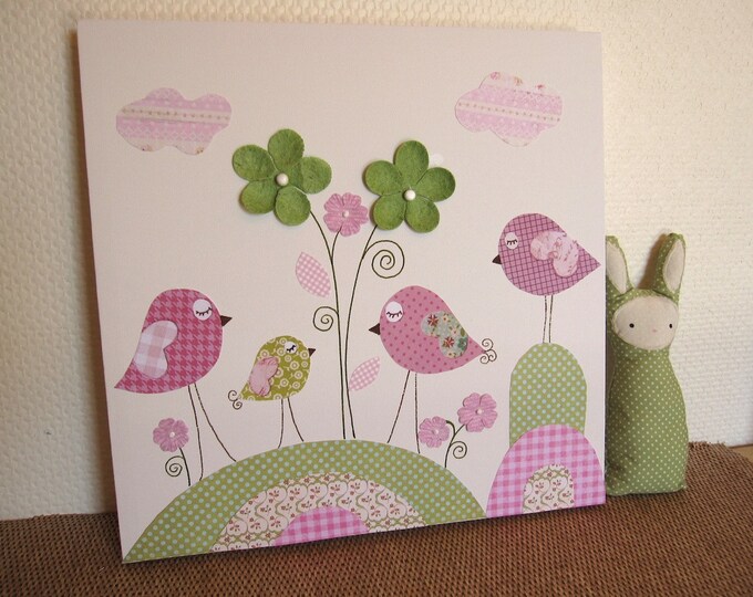 Unique Nursery Art Canvas Kids Room Painting Birds Nursery Etsy
