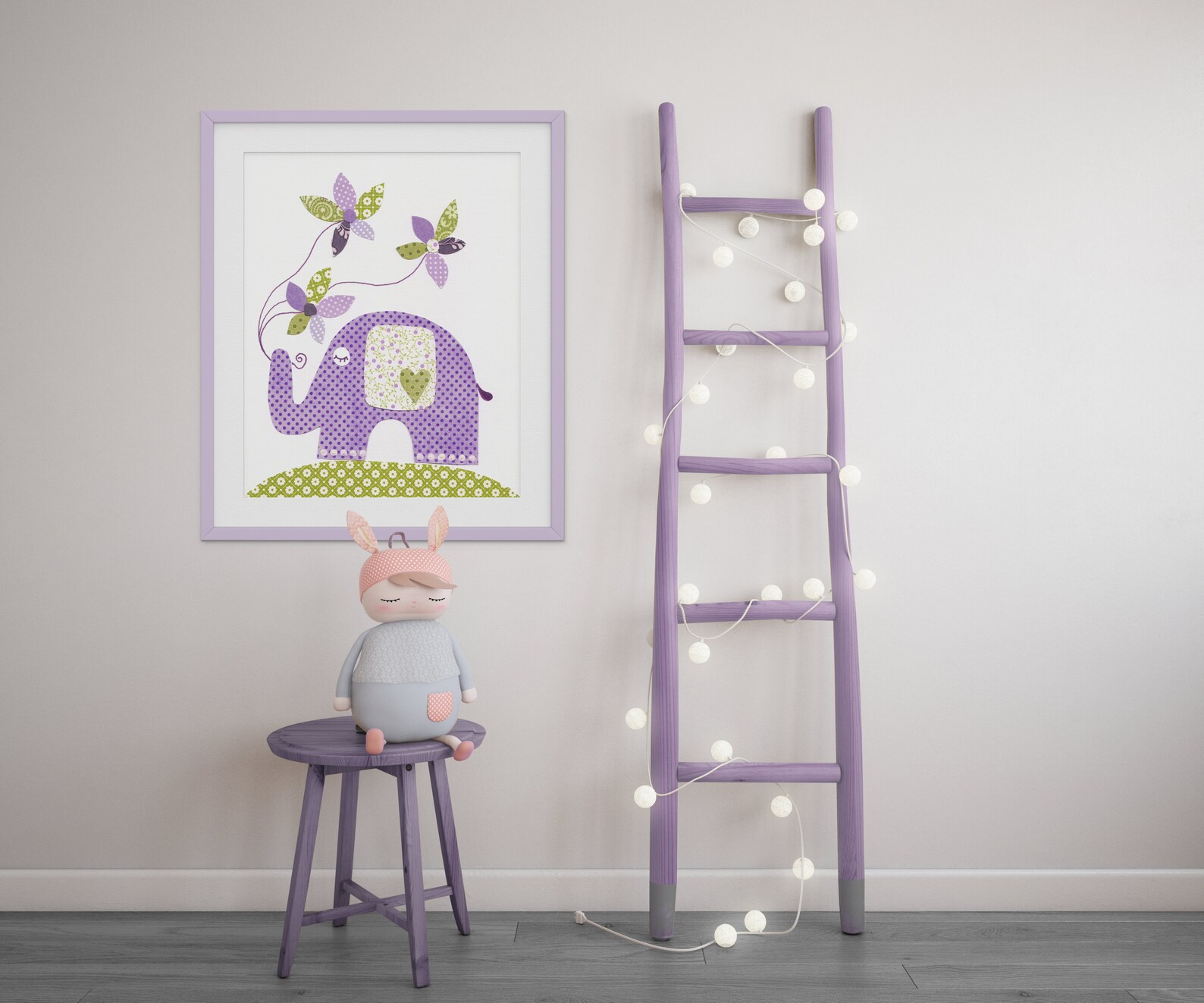 Purple and Green Elephant Nursery Baby Nursery Decor Nursery Etsy