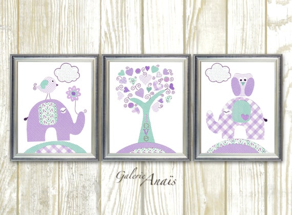 Turquoise Purple Kids Wall Art Baby Nursery Decor Nursery Art Etsy