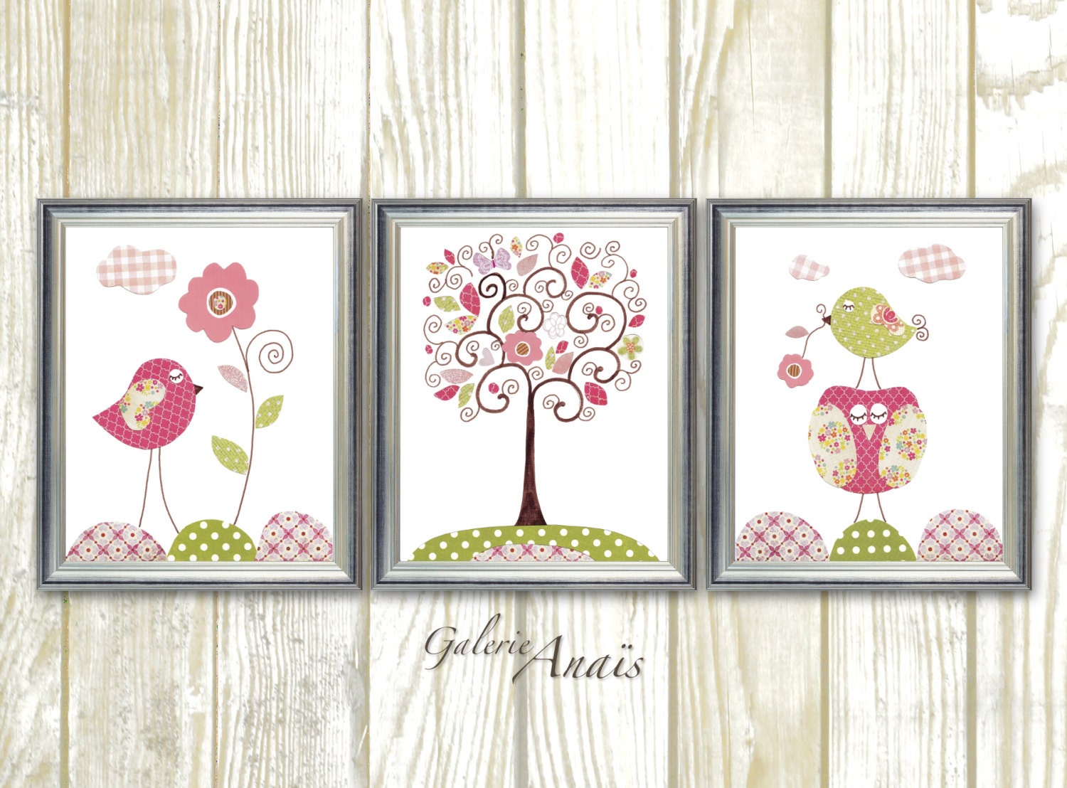 Girl Nursery Wall Art Baby nursery decor wall Art Girl Bird