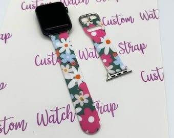 Daisy Floral Funky Silicone Apple Watch Band Strap Bracelet for 38mm 40mm 41mm 42mm 44mm 45mm 49mm Apple Watch Series 1 2 3 4 5 6 7 8 9