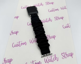 Black Hair Scrunchie Apple Watch Band Strap Bracelet for 38mm 40mm 41mm 42mm 44mm 45mm 49mm Apple Watch Series 1 2 3 4 5 6 7 8 9