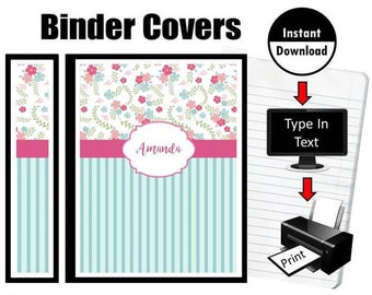 Editable Floral Binder Covers, Chic Pastel Design (Digital Download)