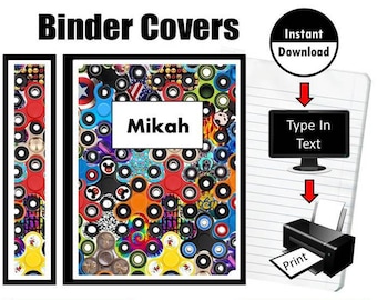 Instant Download Binder Folder Covers Inserts Wall Decor Fidget Spinners Toys School Student Teacher Editable With Name Digital Printable