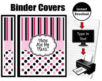 Binder Covers Insert Folder Home Organizer Planner These Are My Plans Teacher Student Front Back 3 Spines DIY Instant Download Printable