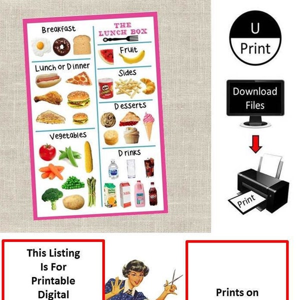 Printable Pretend Play Food Menu Pictures of Food Restaurant Menu For Toddlers Children Learning Food Groups DIY Digital Instant Download