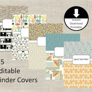 Binder Covers Geek Nerd Wetenschap School Student leraar bewerkbare afdrukbare Set 5 PDF Jpeg PNG Instant Download