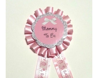 Baby Boy Shower Mommy Mom to Be Corsage Pin Blue Glitter Plus | Etsy