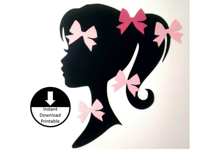 DIY Printable Pin The Bow On Fashion Doll Girl Silhouette Game Glam Birthday Party Game Instant Download