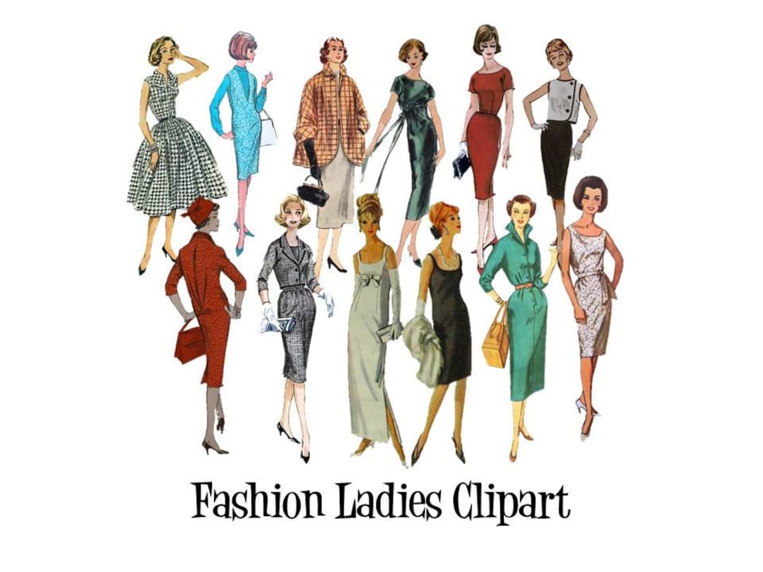 Clip Art 50's 60's Sewing Pattern Vintage Fashion Ladies Set of 12 ...