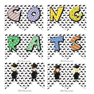 Graduation Pre K Kindergarten Grade School Child Congrats Flag Banner Garland DIY Party Decoration Supply Printable PDF Instant Download