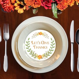 Printable Thanksgiving Tablescape Plate Place Setting Layer Decoration Let&#39;s Give Thanks DIY Home Decor Digital Art Instant Download