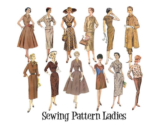 Clip Art 50 S 60 S 70 S Sewing Pattern Vintage Etsy