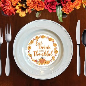 Printable Thanksgiving Tablescape Plate Place Setting Layer Decoration Eat Drink and be Thankful DIY Home Decor Digital Art Instant Download