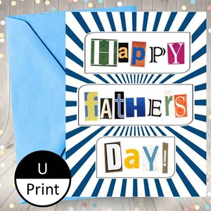 Tarjeta imprimible Padres Día Revista Cutout Ransom Cartas de Hija de Hijos DIY PDF JPEG PNG Digital Instant Descargar