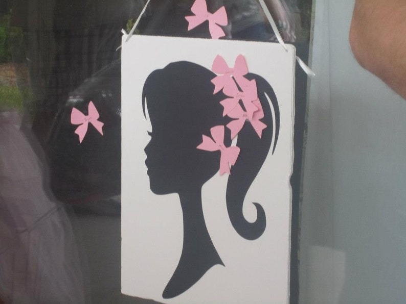 DIY Printable Pin The Bow On Fashion Doll Girl Silhouette Game Glam Birthday Party Game Instant Download