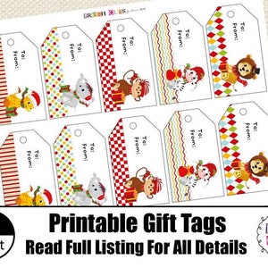 Childrens Christmas Gift Tags Cute Winter Animals DIY Children School ...