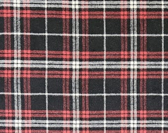Primo Cotton Flannel Plaid Fabric: Black, Red, White (44" Wide)