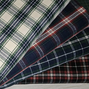 Premium Cotton FLANNEL Fabric Plaid 44&quot; Wide By The Yard BTY Continuous Cuts